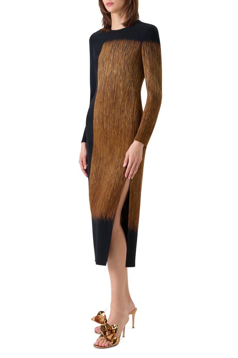 Oro Lienzo Long Sleeve Midi Dress, Alternate, color, BLACK-VICUNA