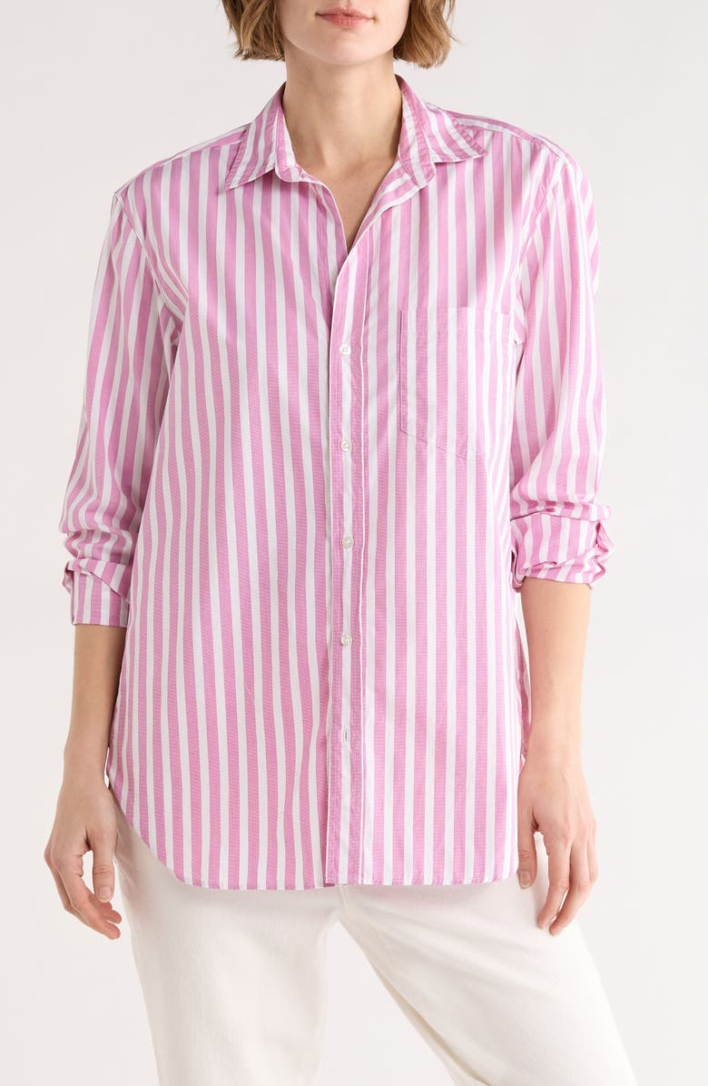 Frank & Eileen Boyfriend Cotton Button-Up Shirt, Main, color, Pink And White Stripe
