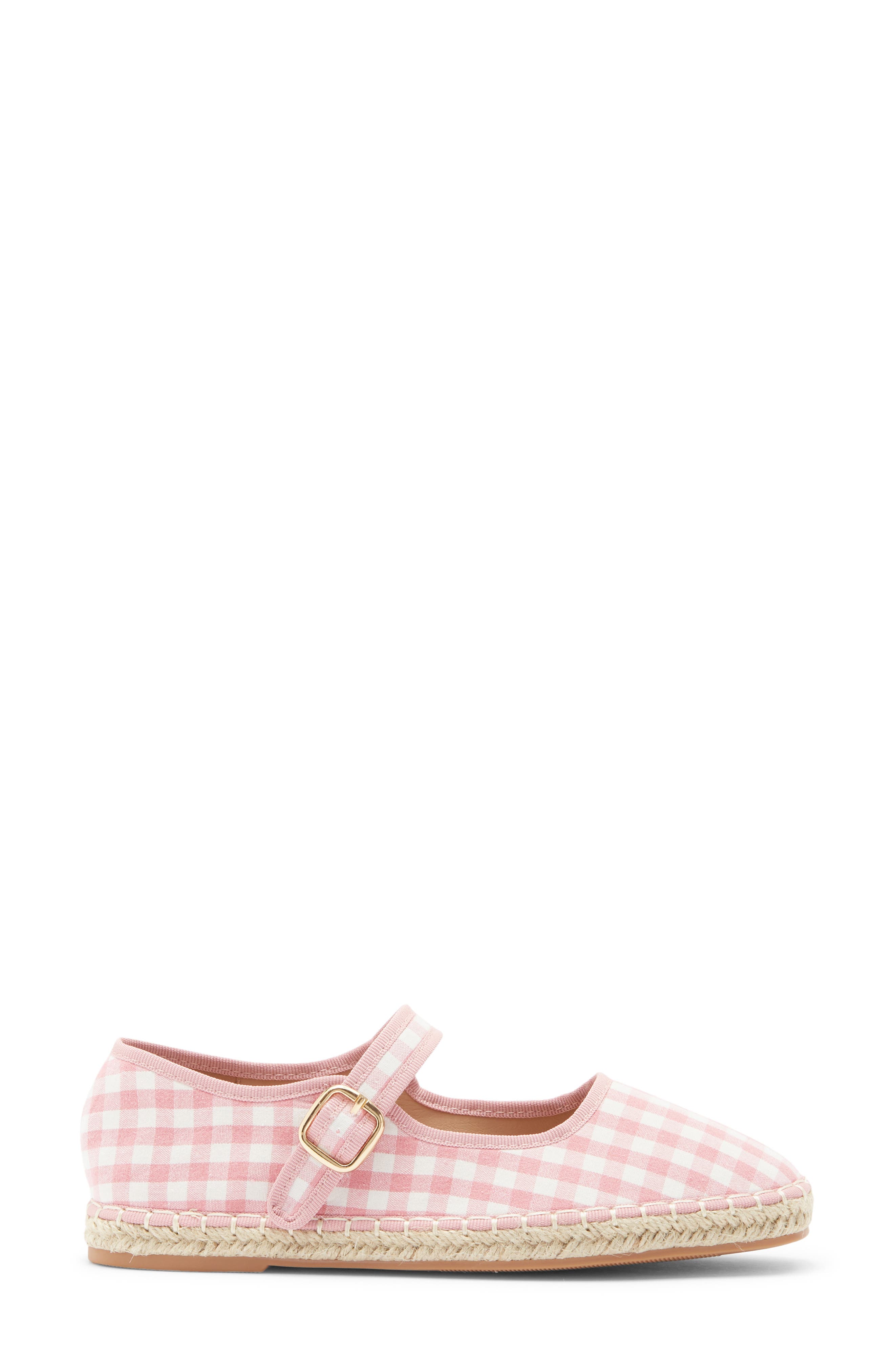 Fallon Gingham Mary Jane Flat, Alternate, color, PINK CANVAS