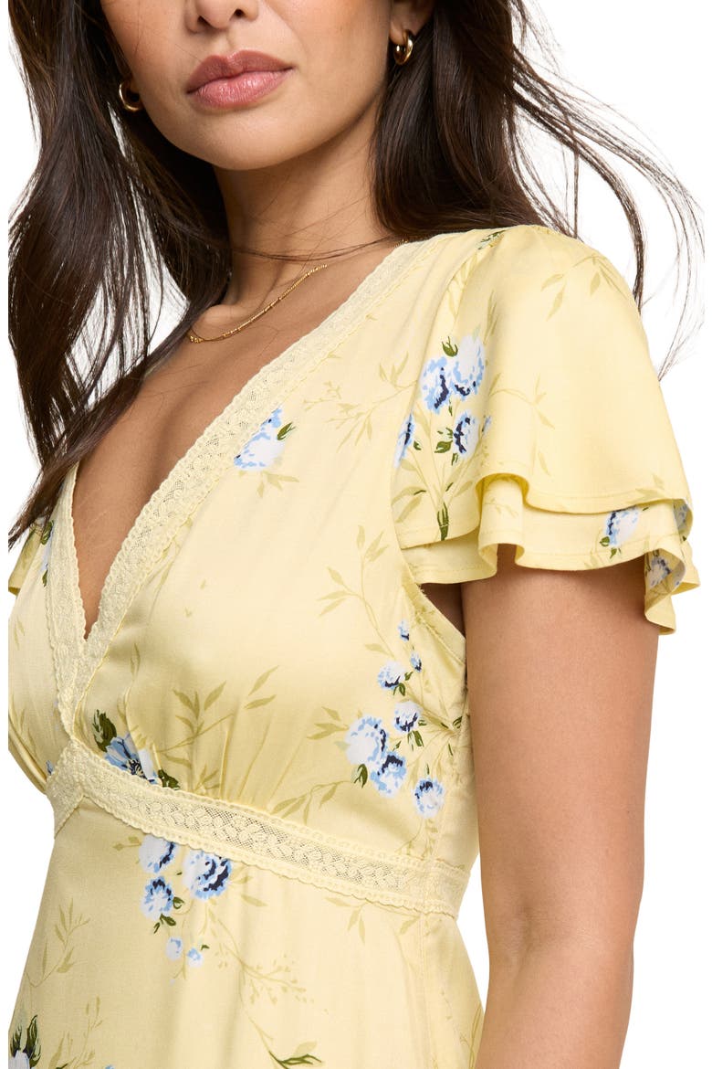 Iris Trim Floral Print Maxi Dress, Alternate, color, YELLOW
