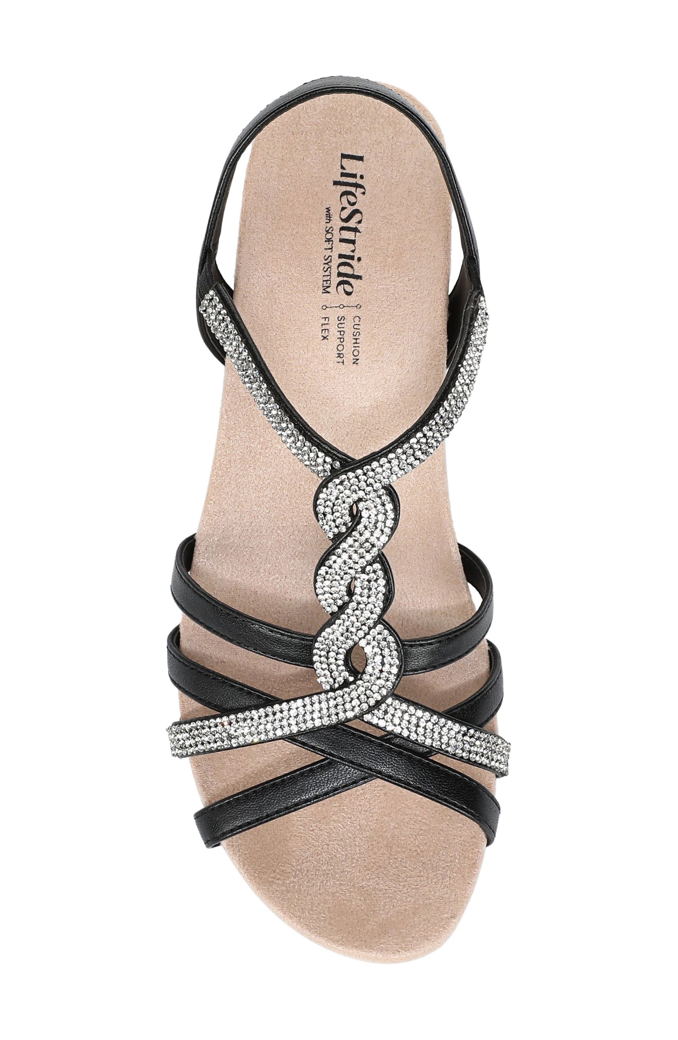 LifeStride Miami Slingback Wedge Sandal, Alternate, color, Black