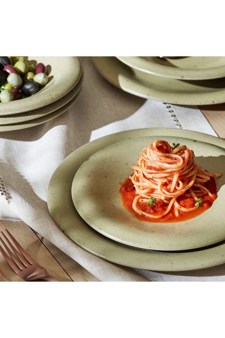Porto by Stone Lain Aro Stoneware 12-Piece Dinnerware Set, Alternate, color, Green Matte