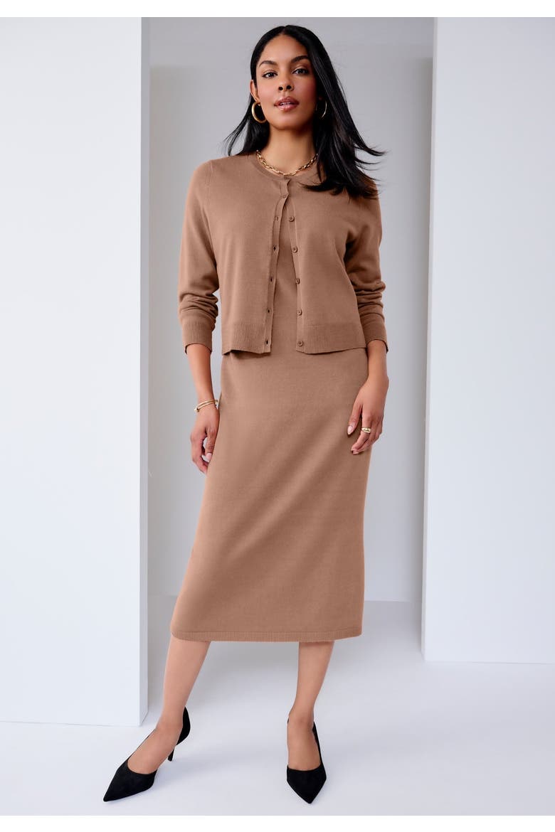 Two Piece Sweater Dress Set, Alternate, color, CREAMY MOCHA
