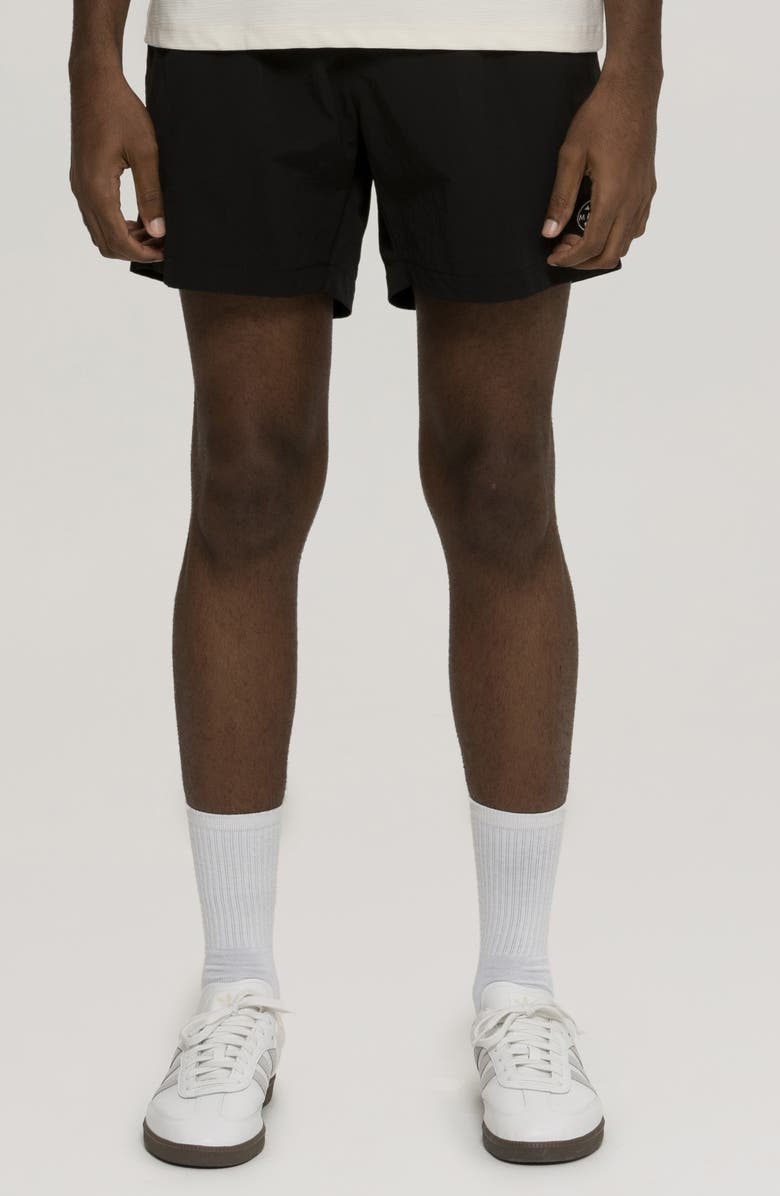 Maui & Sons Maui Tag Nylon Swim Trunks, Main, color, Black