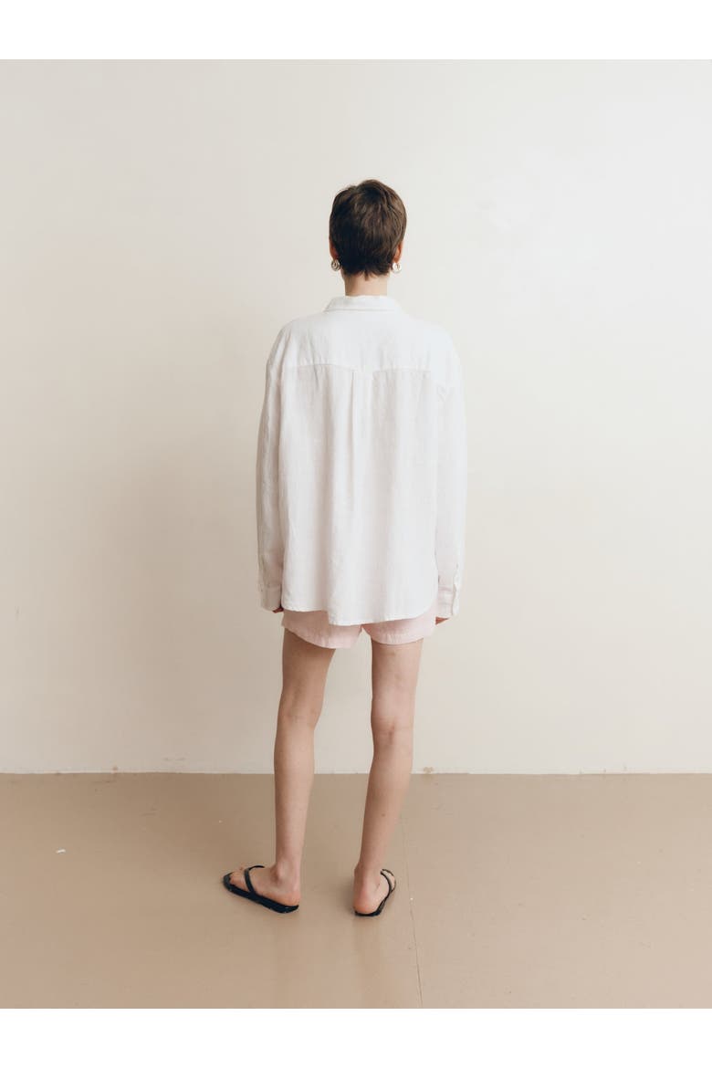 Cecile Oversized Linen Shirt, Alternate, color, White