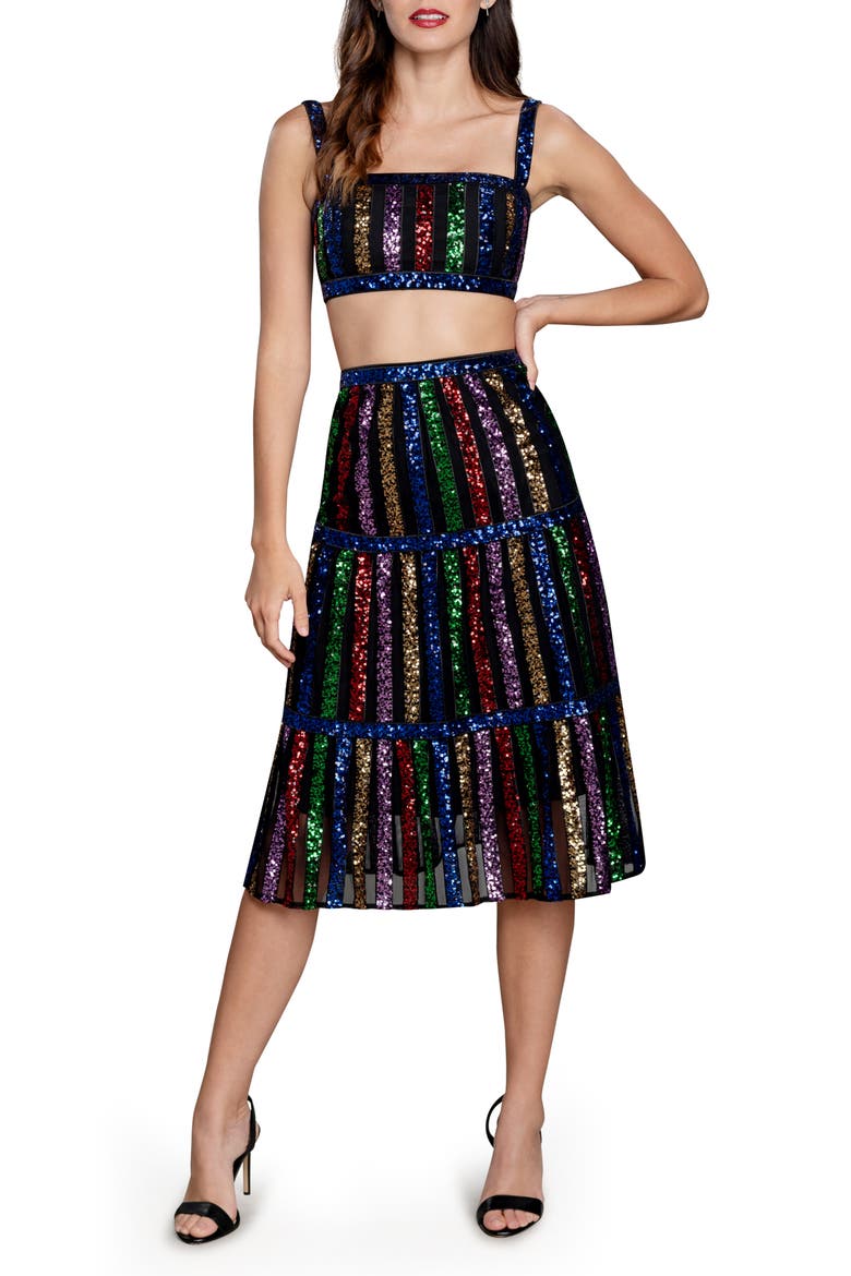 Diaz Sequin Crop Tank & Skirt, Main, color, BLACK MULTI