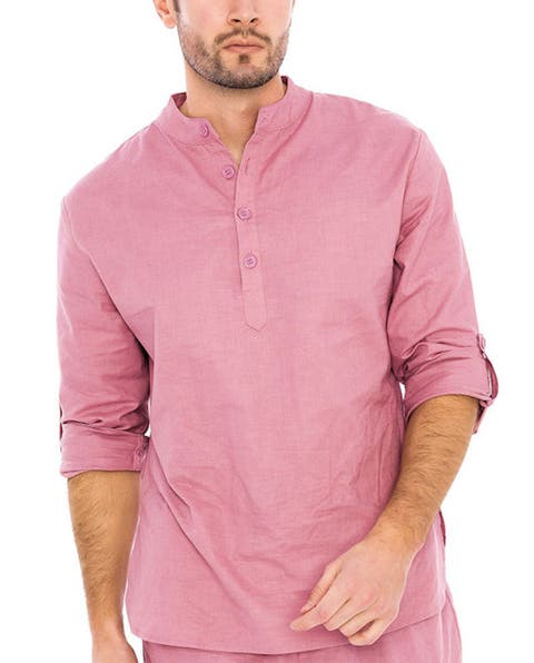 Men's Linen Nehru Collar Shirt