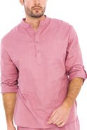 Dai Moda Men's Linen Nehru Collar Shirt