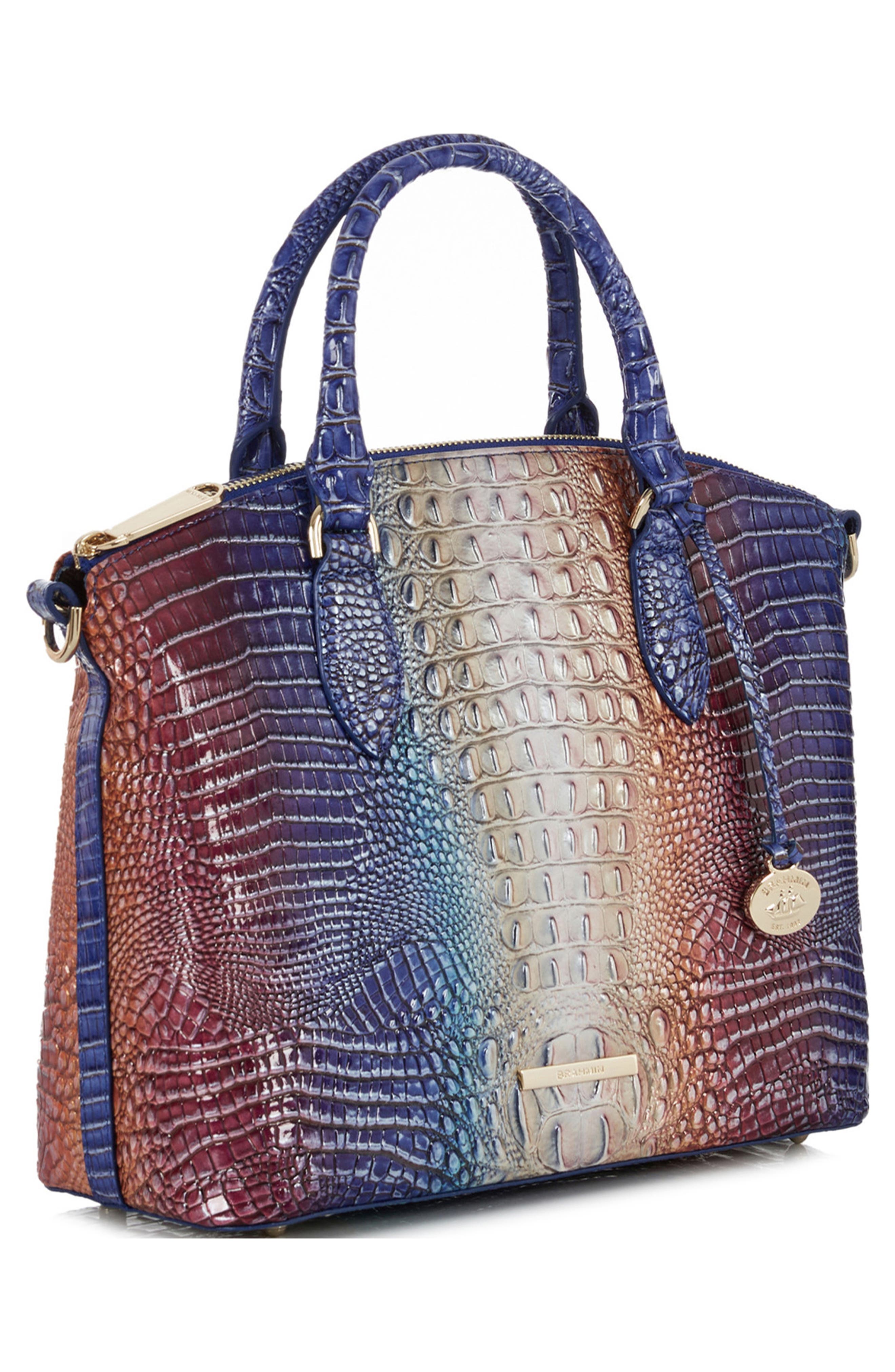 Brahmin Duxbury Croc Embossed Leather Satchel, Alternate, color, 