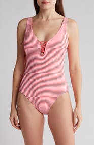 Tommy Bahama Breaker Bay Reversible Lace Back One-Piece Swimsuit