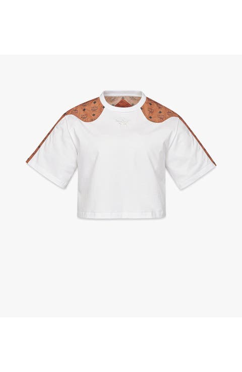 Laurel Cropped T-Shirt in Organic Cotton and Monogram ECONYL®