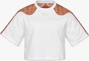 MCM Laurel Cropped T-Shirt in Organic Cotton and Monogram ECONYL®