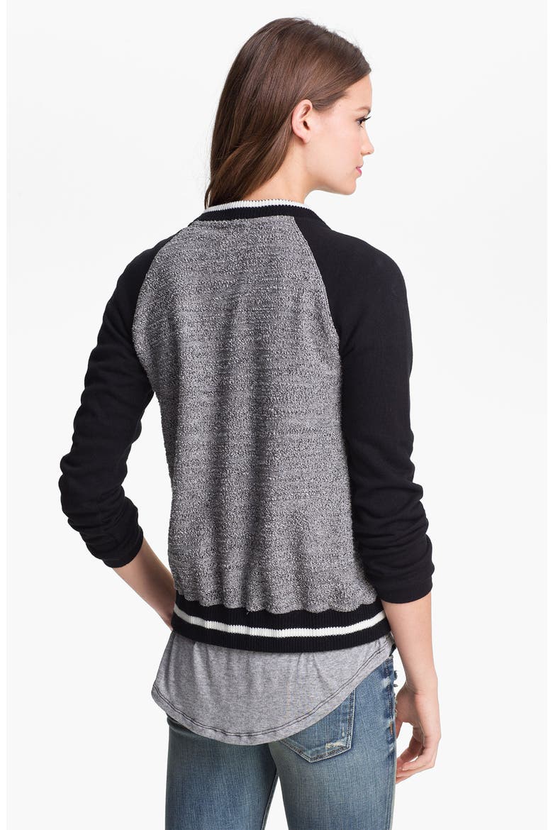 Baseball Sweater Jacket, Alternate, color, BLACK/ GREY