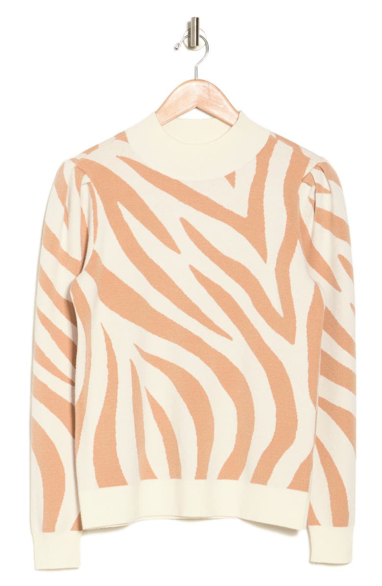 Jaclyn Smith Jacquard Stripe Mock Neck Pullover Sweater, Main, color, 