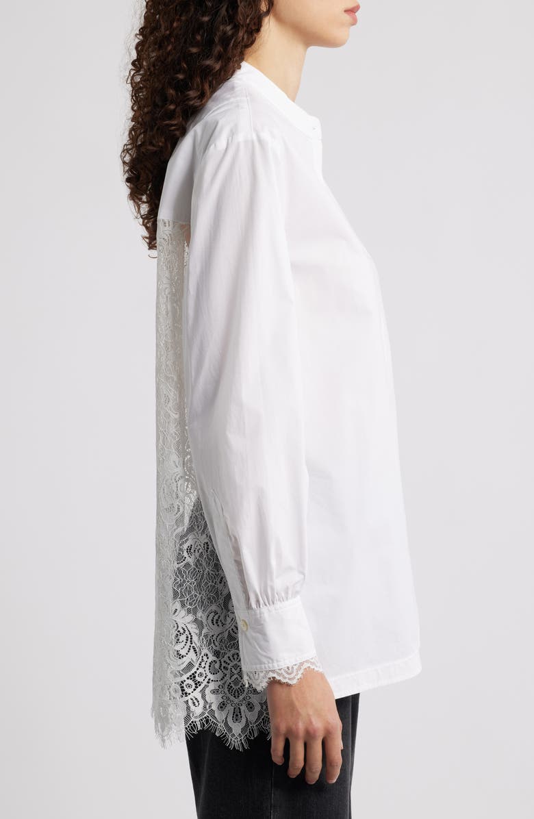 AllSaints Ethel Lace Trim Long Sleeve Woven Shirt, Alternate, color, White