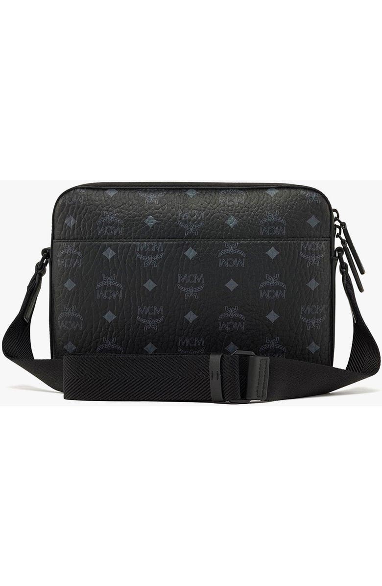 MCM Aren Messenger Bag in Visetos, Alternate, color, Black
