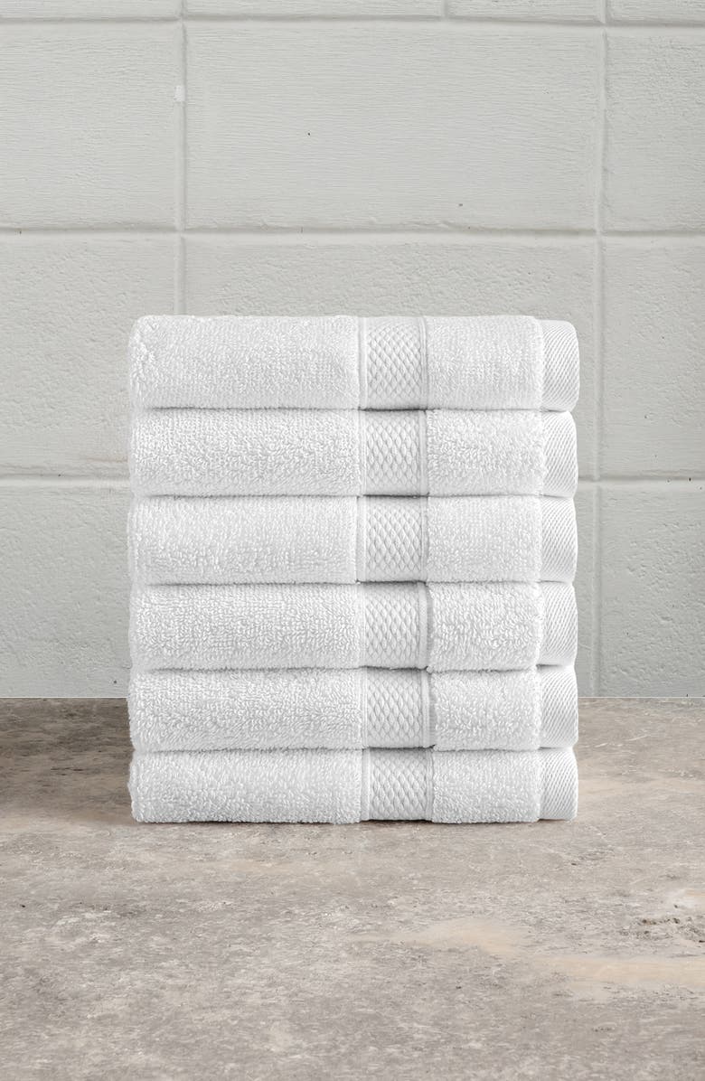 Linum Home Textiles 6-Pack Anovia Cotton Washcloths, Alternate, color, White