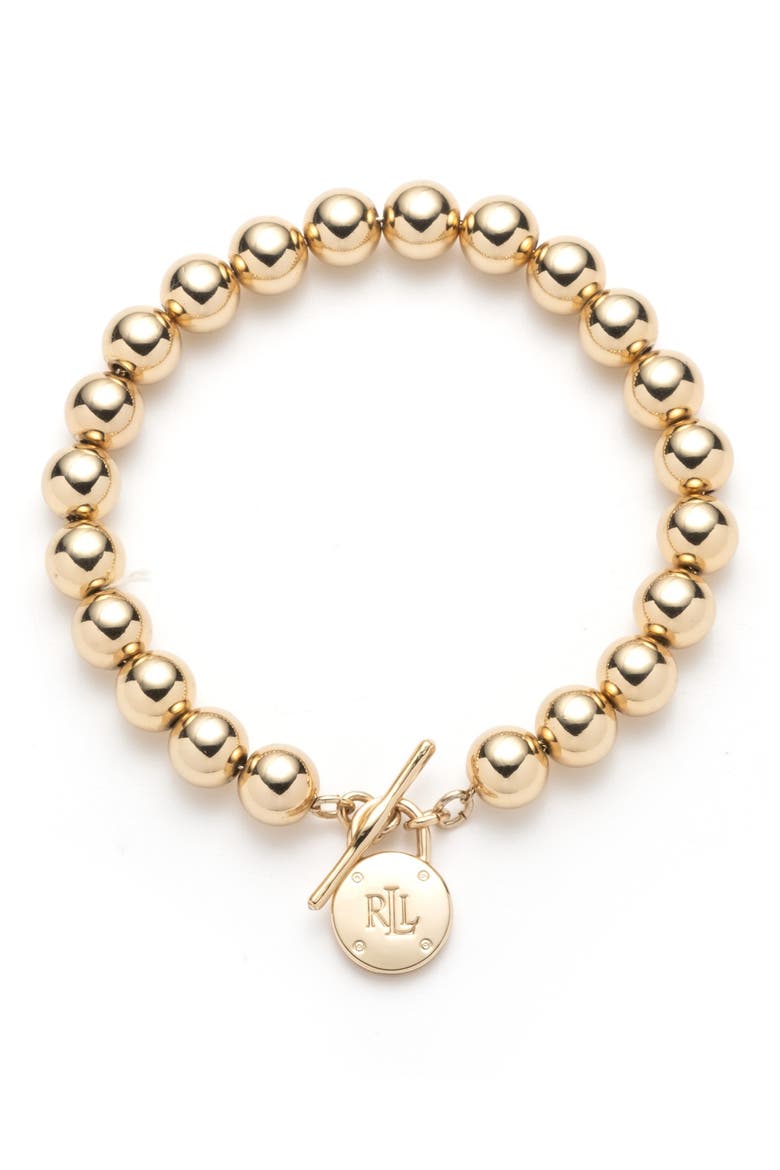 Padlock Beaded Toggle Bracelet, Main, color, GOLD