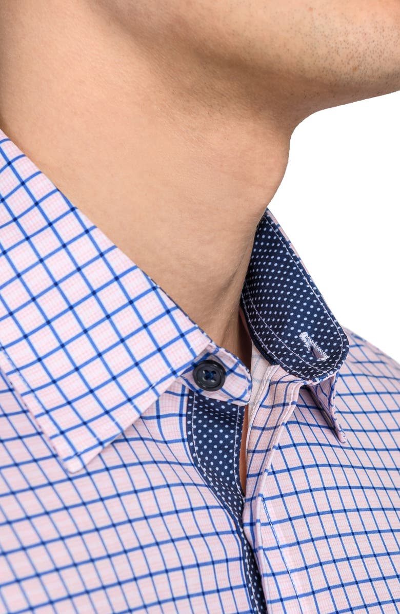 CONSTRUCT Grid Print Stretch Dress Shirt, Alternate, color, Orange/ Blue