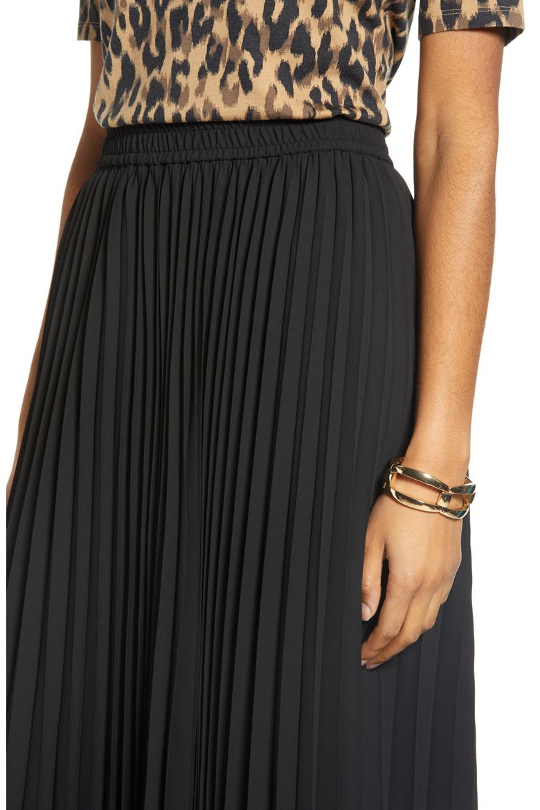 Pleated Chiffon Skirt, Alternate, color, BLACK
