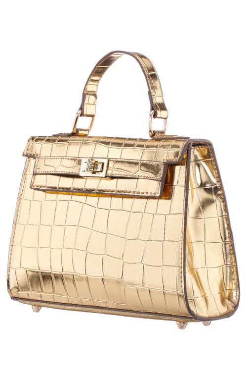 Nina Gemini Croc Embossed Clutch In Gold