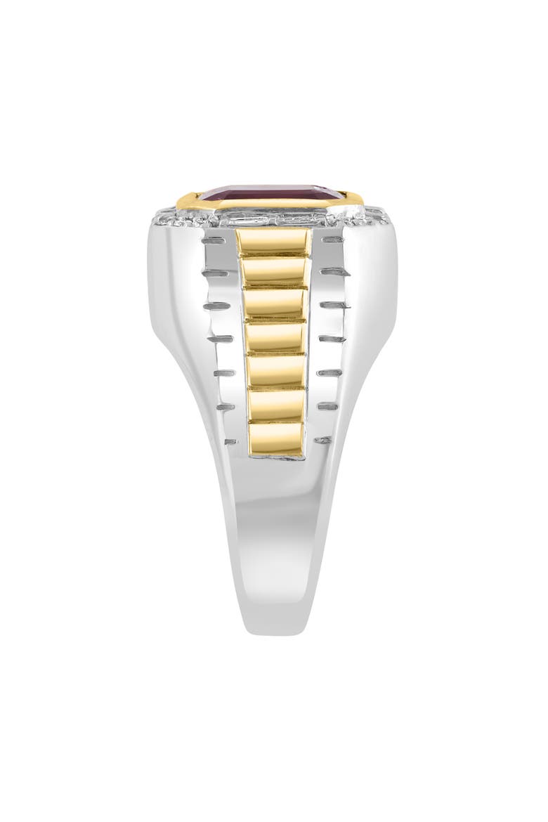 Men's Diamond & Garnet Two-Tone Signet Ring, Alternate, color, RED