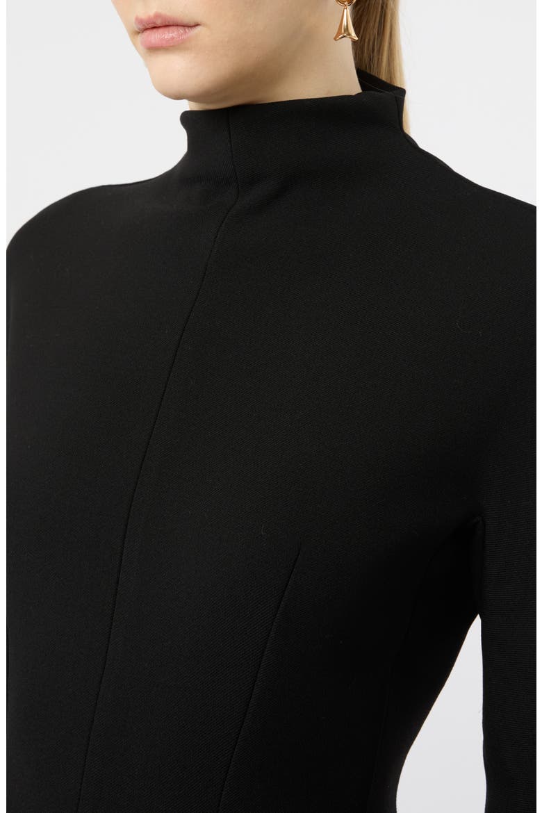 Mock Neck Long Sleeve Minidress, Alternate, color, BLACK