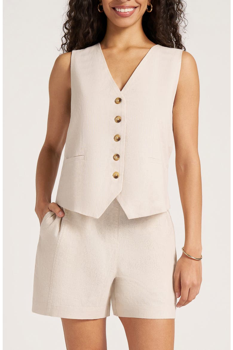 Davenport Linen Blend Vest, Main, color, SAND