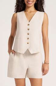 matty m. Davenport Linen Blend Vest