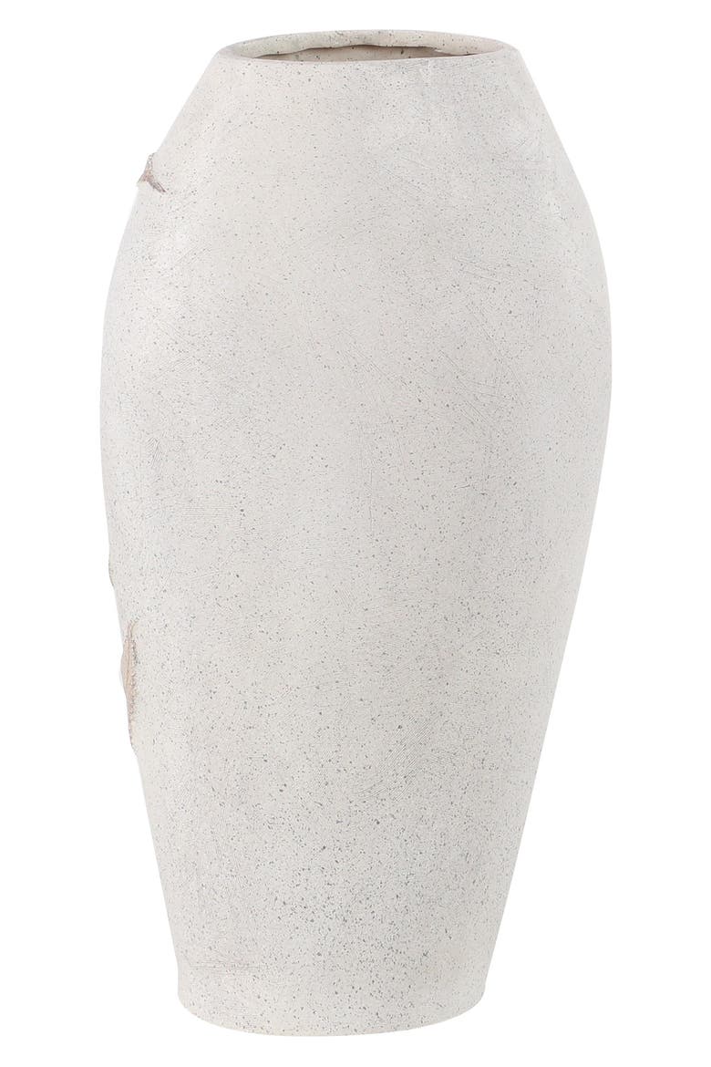 White Polystone Leaf Vase, Alternate, color, WHITE