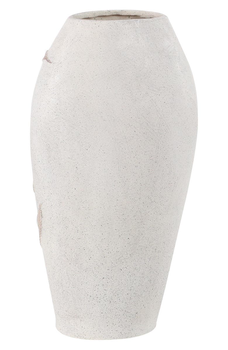GINGER BIRCH STUDIO White Polystone Leaf Vase, Alternate, color, White