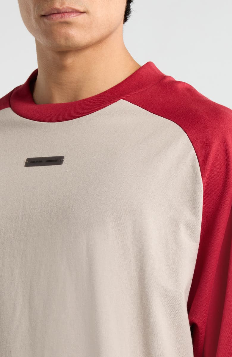 Fear of God Essentials Cotton Baseball T-Shirt, Alternate, color, Smoke Grey / Crimson