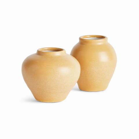 Safrin Bud Vases, Set of 2 - Yellow Ceramic Decor
