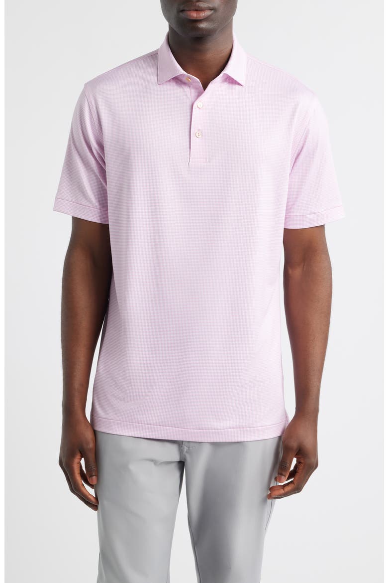 Gingham Check Performance Jersey Polo, Main, color, PINK PARFAIT