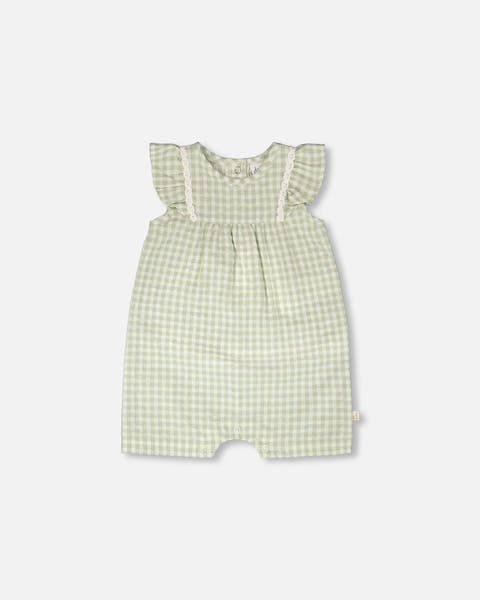 Sleeveless Flutter Ruffles Gingham Romper (Baby)