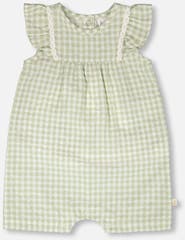 Deux par Deux Sleeveless Flutter Ruffles Gingham Romper