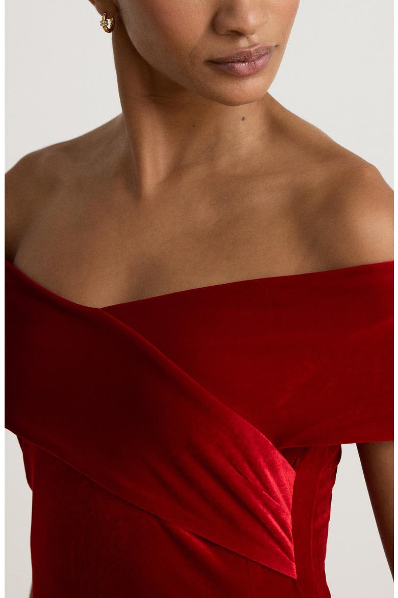 Luxe Velvet Column Dress, Alternate, color, LAUREN RED VELVET