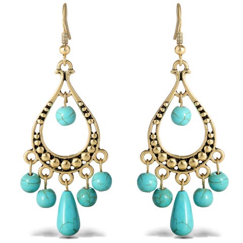 Women's Turquoise Bead Chandelier Earrings