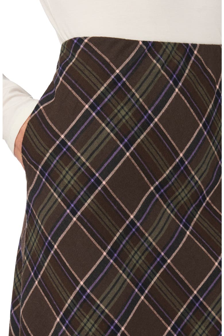 Brushed Plaid A-Line Skirt, Alternate, color, SADDLE BROWN PLAID