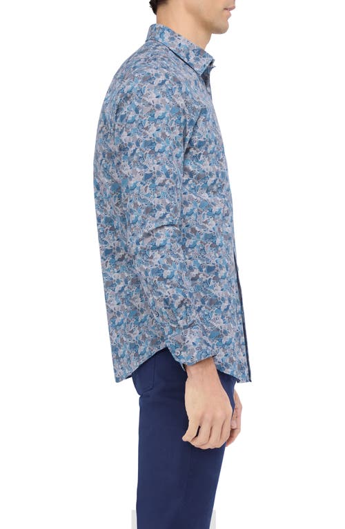 Bugatchi Julian Shaped Fit Abstract Print Button-up Shirt In Teal
