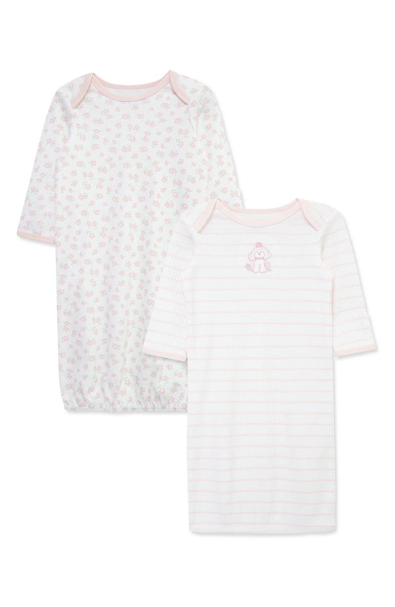 Little Me Pretty Pink 2-Pack Organic Cotton Gowns, Main, color, Pink