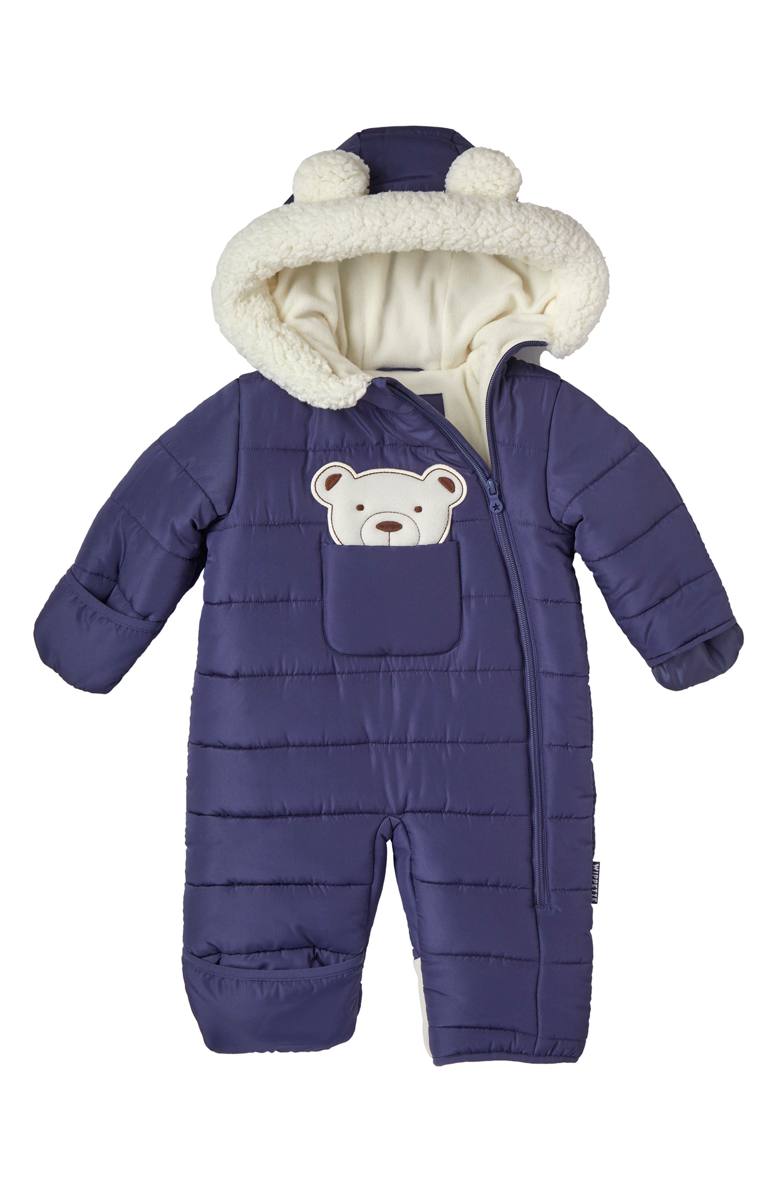 Wippette Babies'  3d Bear Applique Pram In Navy