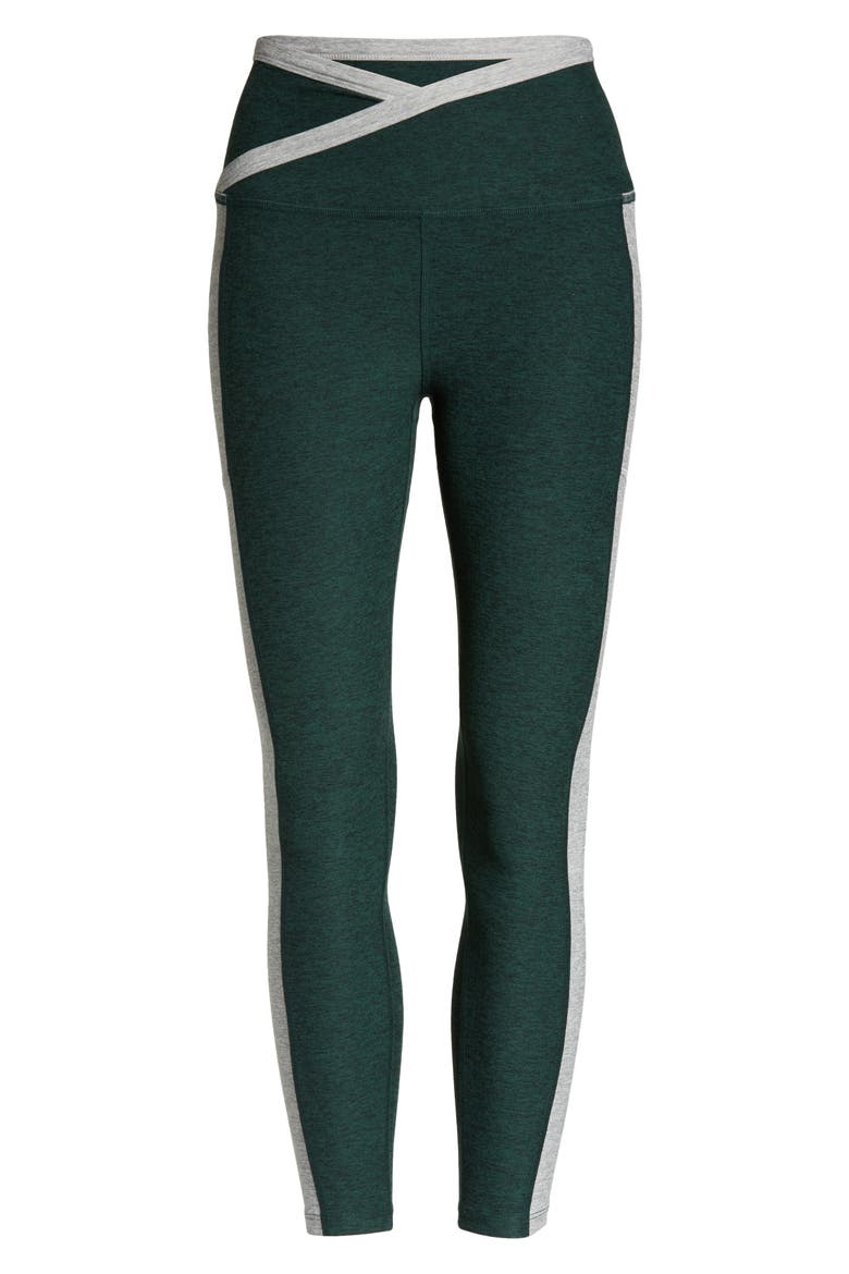 Space Dye Colorblock Pocket Ankle Leggings, Alternate, color, FOREST GREEN-SILVER MIST
