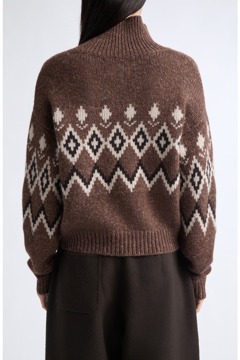 Gudrun Fair Isle Cashmere Sweater, Alternate, color, DARK COCOA/ SAND