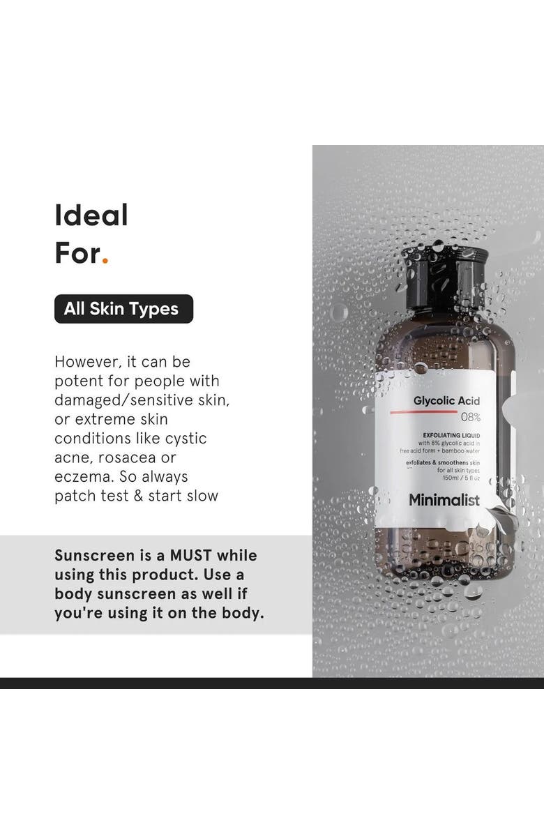 Minimalist Glycolic Acid 08% Exfoliating Liquid, Alternate, color, 
