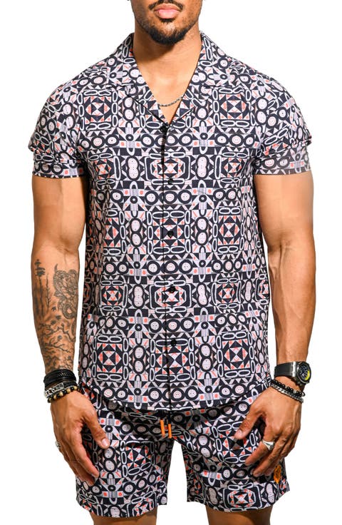 Beachtiles Black Short Sleeve Cotton Button-Up Shirt