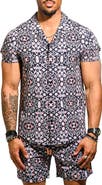 Maceoo Beachtiles Black Short Sleeve Cotton Button-Up Shirt