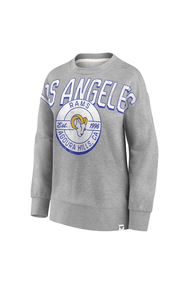 Women's Fanatics Branded Heathered Gray Los Angeles Rams Jump Distribution Tri-Blend Pullover Sweatshirt, Alternate, color, Heather Gray