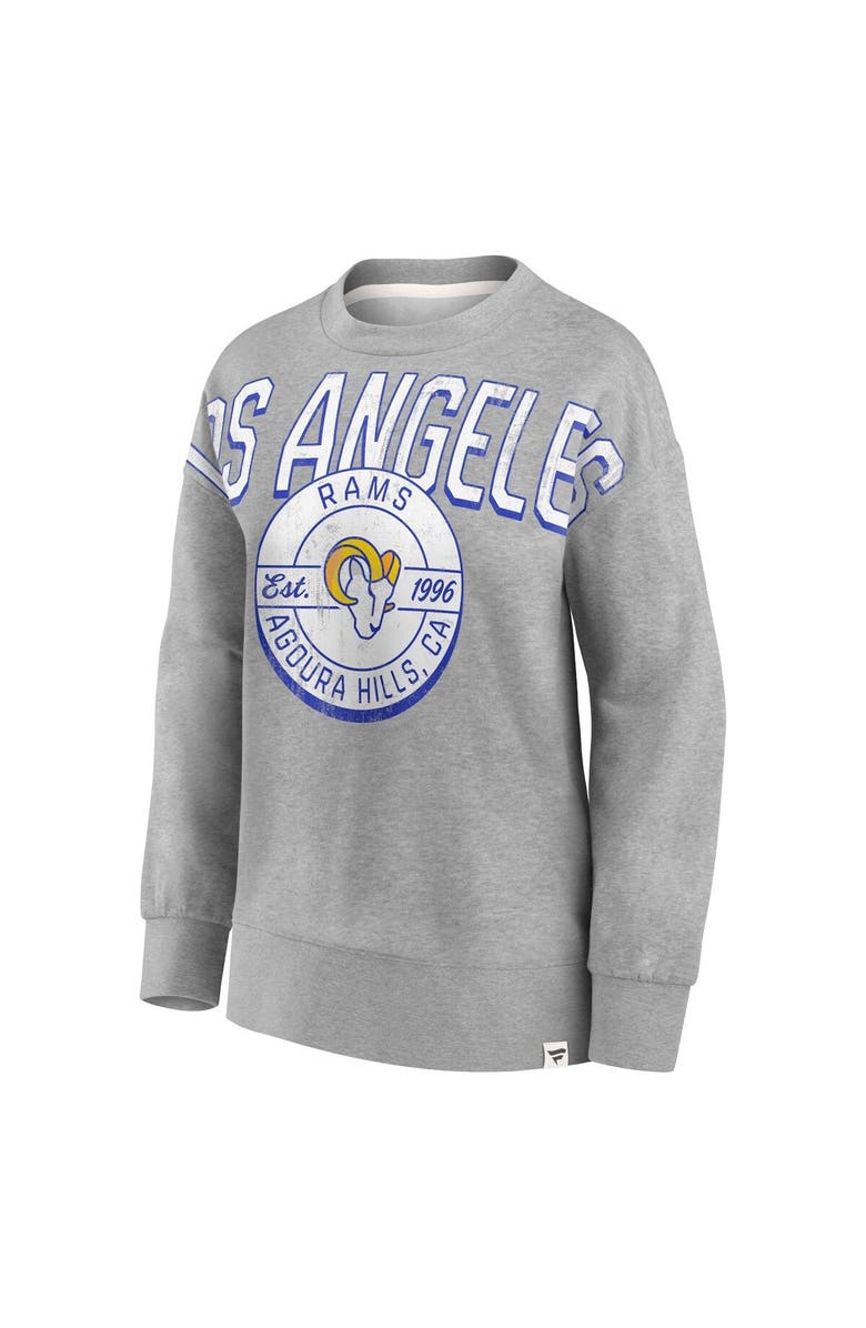 FANATICS Women's Fanatics Branded Heathered Gray Los Angeles Rams Jump Distribution Tri-Blend Pullover Sweatshirt, Alternate, color, Heather Gray