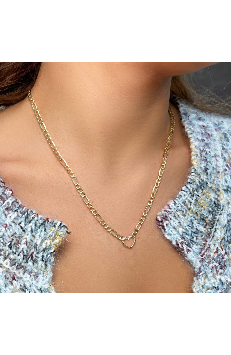 The Lovery Fine Jewelry Figaro Heart Necklace, Alternate, color, Yellow Gold